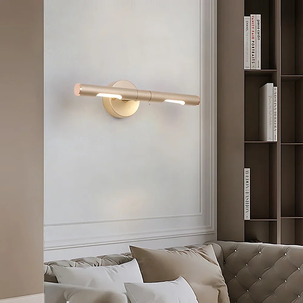 Lámpara de pared LED moderna, luz de espejo de pulido de oro negro, tocador, baño, inodoro, lámparas de tira larga, accesorio de iluminación de decoración del hogar