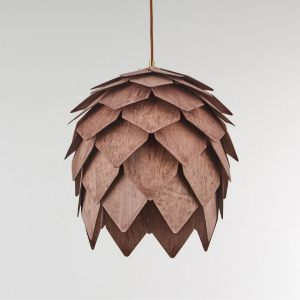 Vintage Pendant Lamp Walnut Colour Modern Cones Ceiling Chandelier Height Adjustable Suitable For Interior Lighting Dining Room