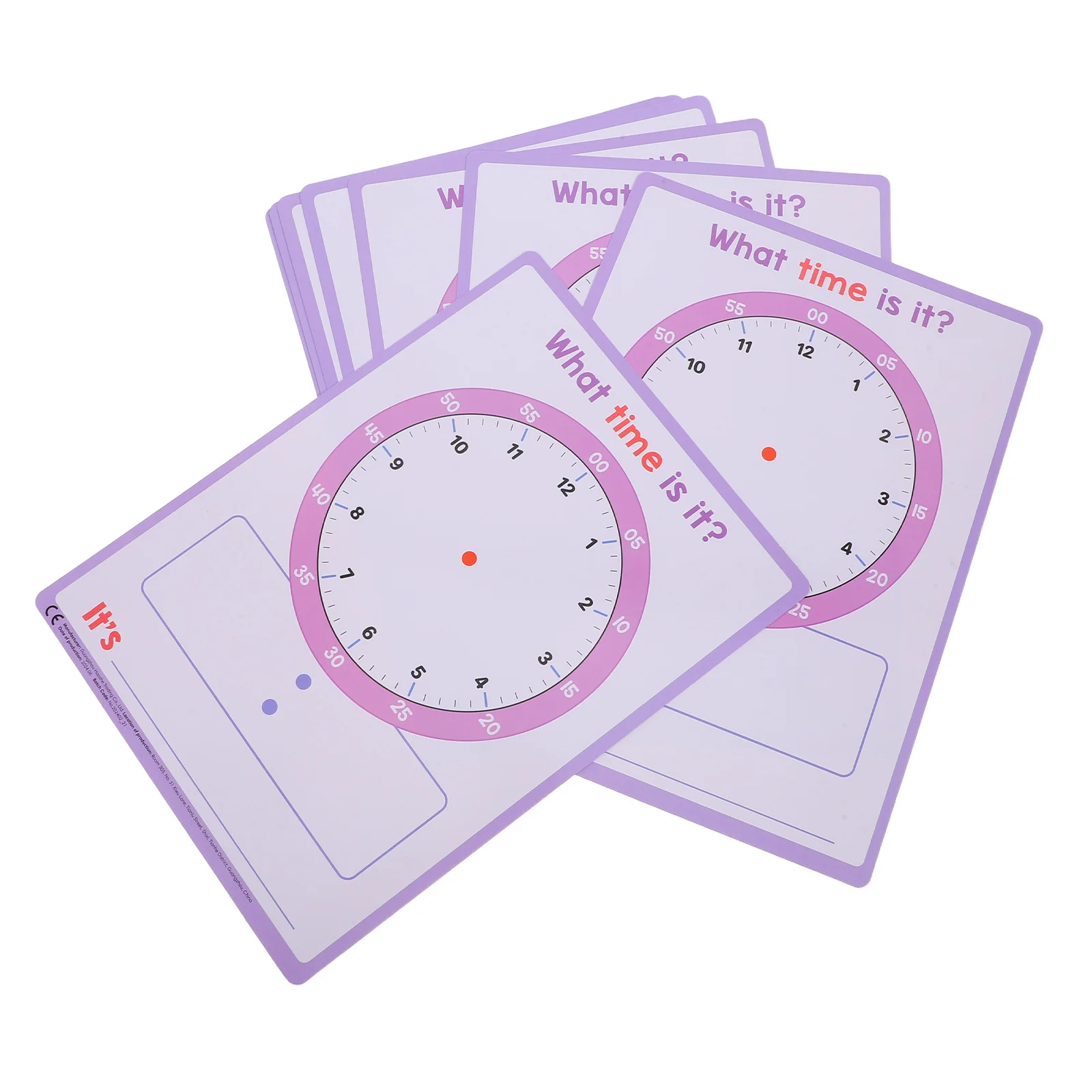 

10 Sheets Time Cognitive Handwritten Paper Clock Template Board Rewritable