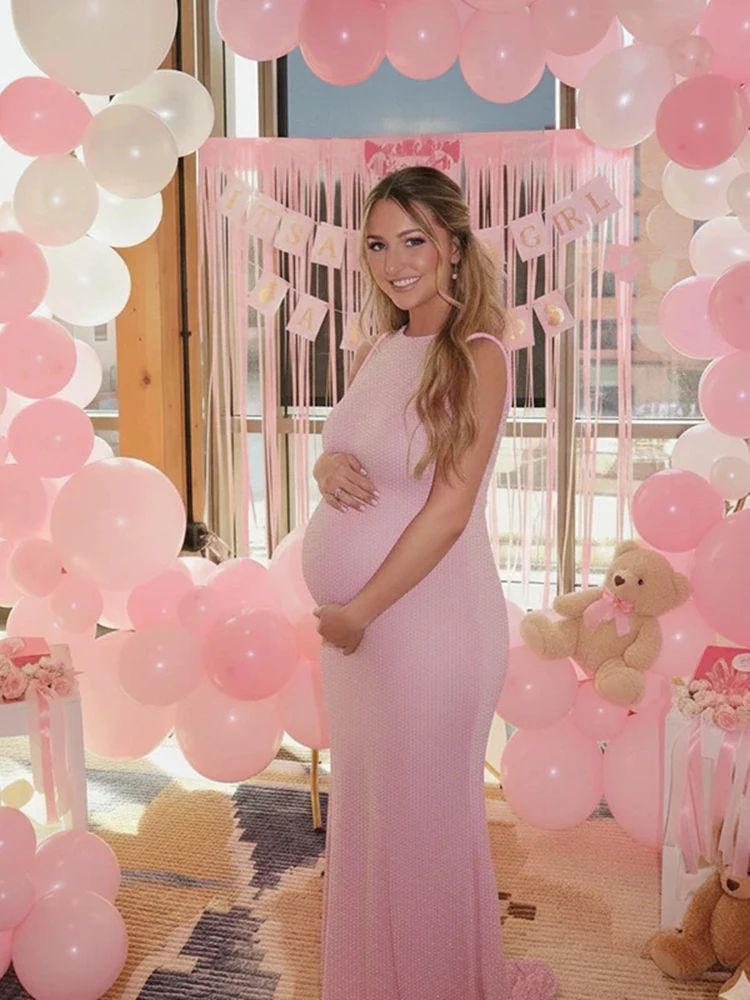 Sparkly Maternity Sequin Party Dress Sleeveless Backless Pregnancy Bodycon Gown Baby Shower Holiday Photoshoot Outfit