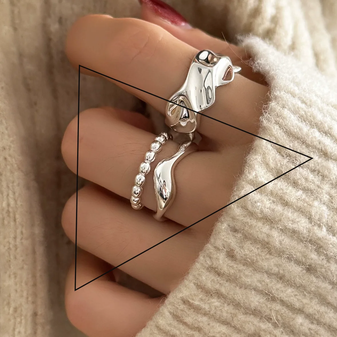Women's 925 Sterling Silver Bow Tie Open Finger Ring, Cute Design