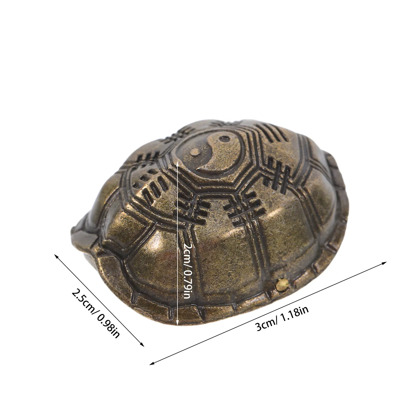 Mini Turtle Shell Divination Prop Fengshui Brass Ornament Good Luck Desktop Decor I Ching Taoist Symbol Wealth