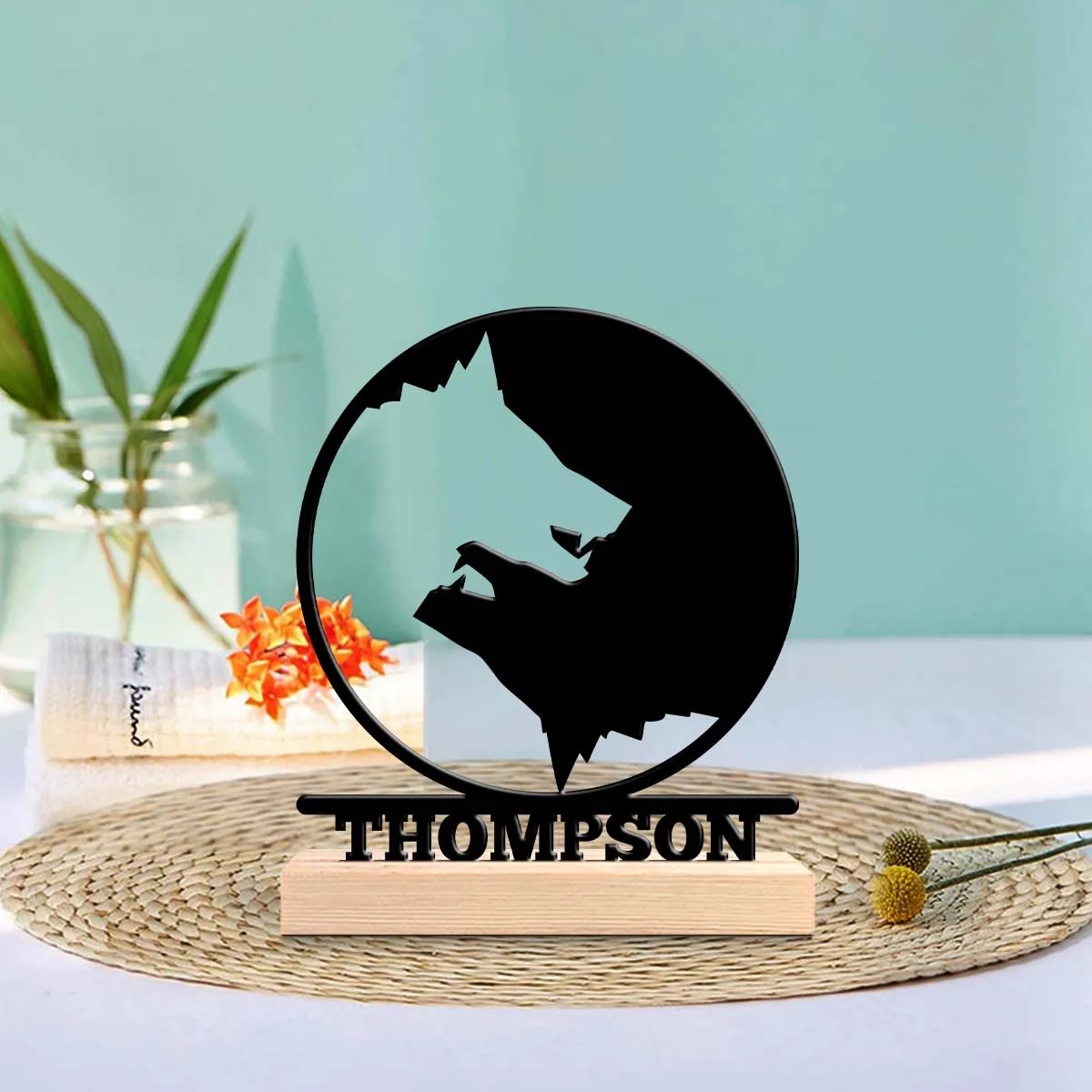 1pc Personalized Metal Artwork Customizable Content Equipped with A Wooden Base Holiday Gifts for Family and Friends