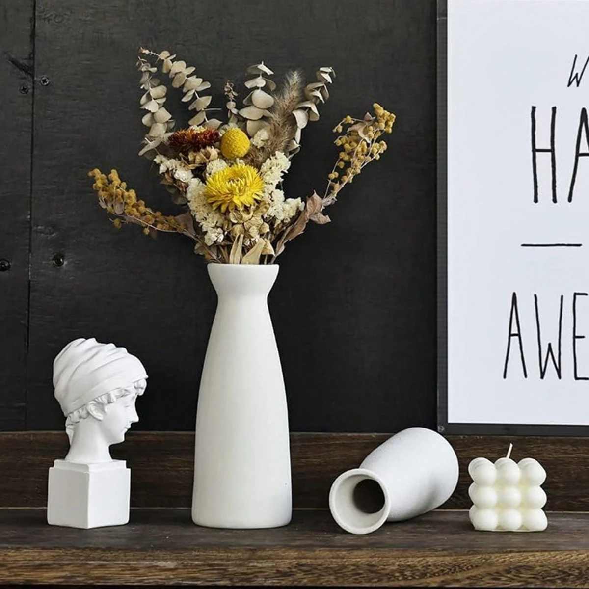 مجموعة مزهرية سيراميك بوهيمية مكونة من 3 قطع، مزهرية تزيين منزلية للمزرعة البوهيمية الحديثة، غرفة المعيشة، رف الكتب، ديكور طاولة الطعام #4