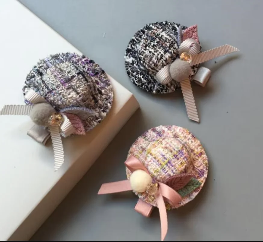 New Boutique elegance Handmade Hair Accessories Girls Solid hat hair clips kids princess hairpins barrettes