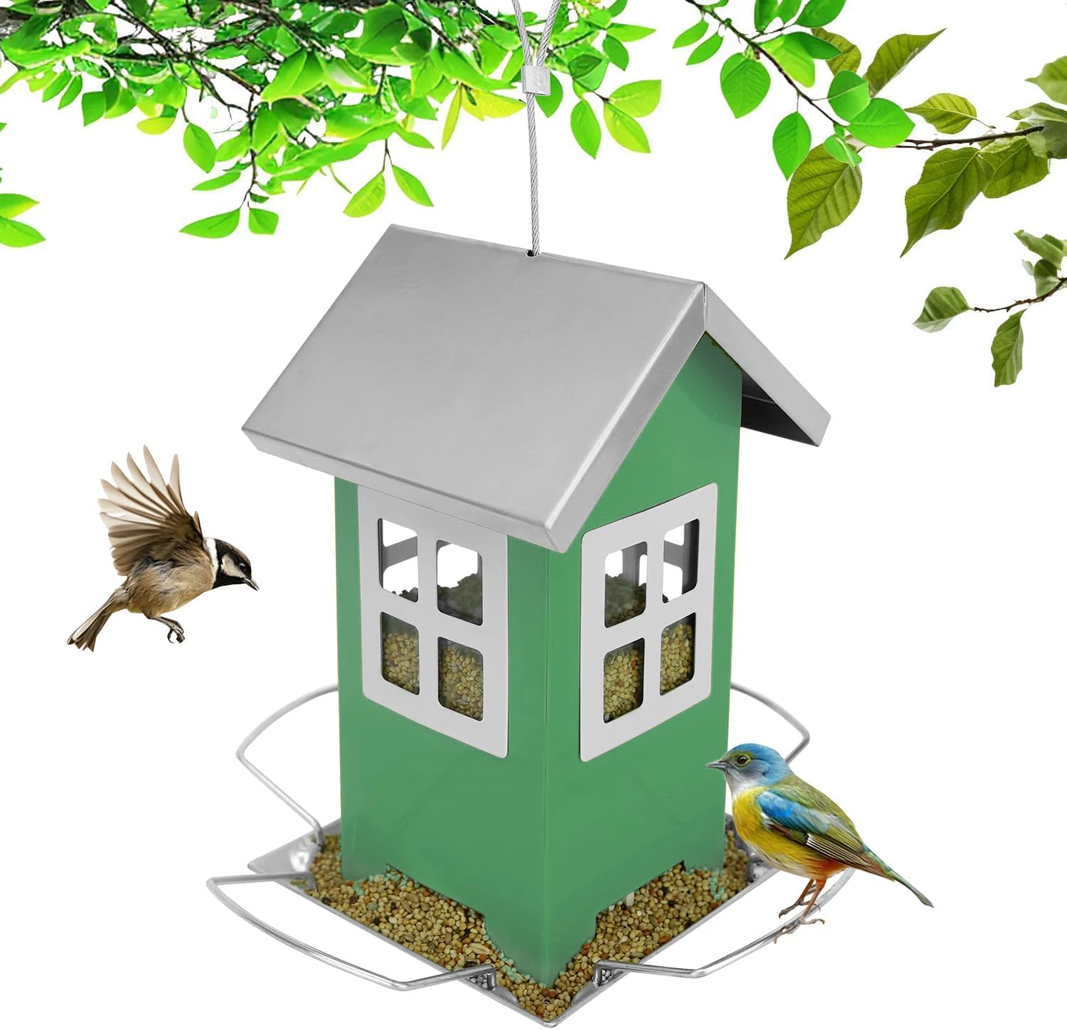 Bird Feeding Device Squirrel Hanging Standing Outdoor Courtyard Garden Bird Feeding House Type Suction Feeding Device Creat