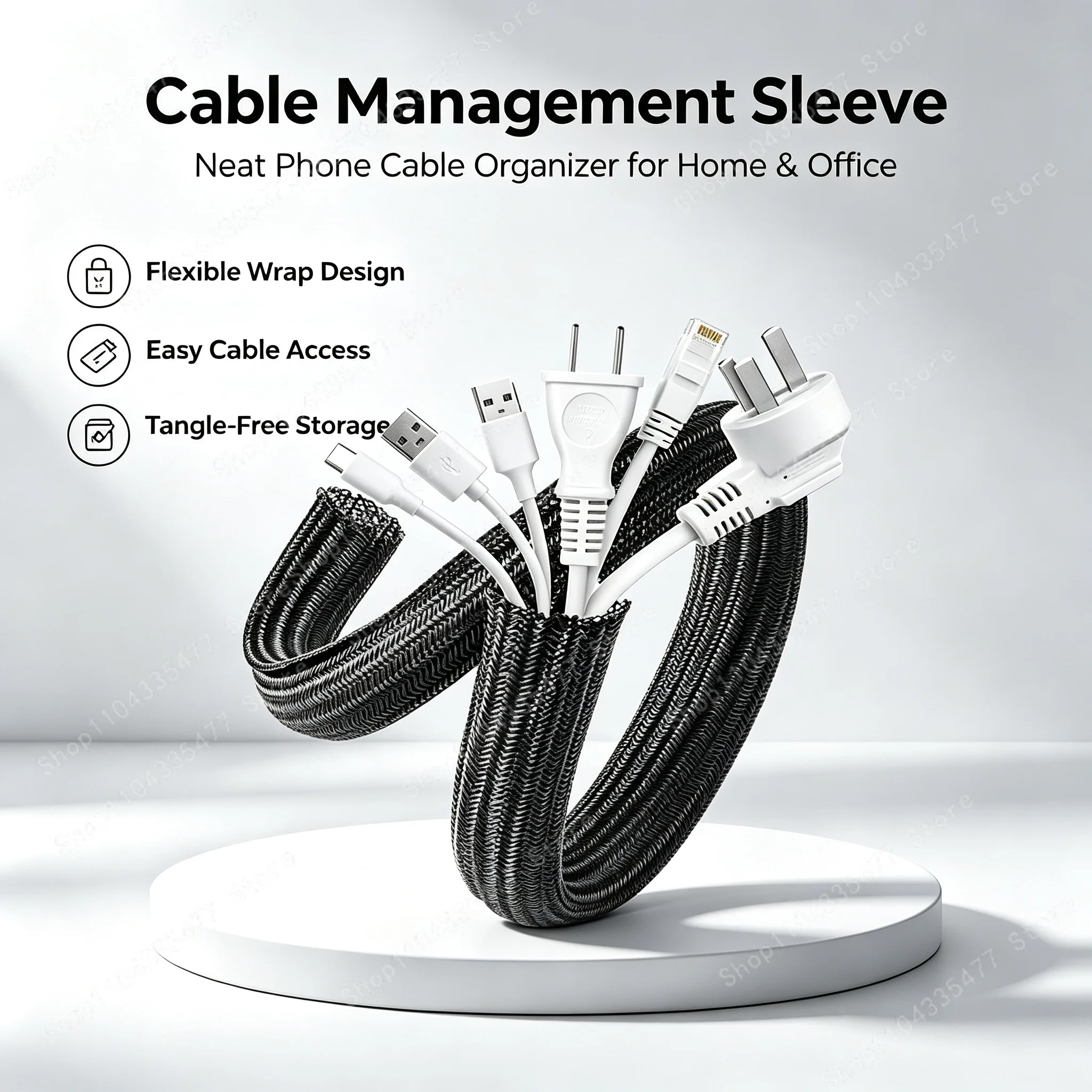 Braided Cable Sleeve 1m/3m/5m Pet Nylon Wrap for Desk PC TV Wire Protector Braided Wire Cover Casing Cable Organizer
