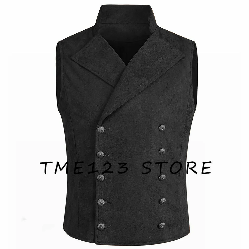 Men's Sude Vest Male Clothes Wang Cufflinks Formal Man Jackets Double Breasted Suit Steampunk Elegant Suits Vests Gilet Mens