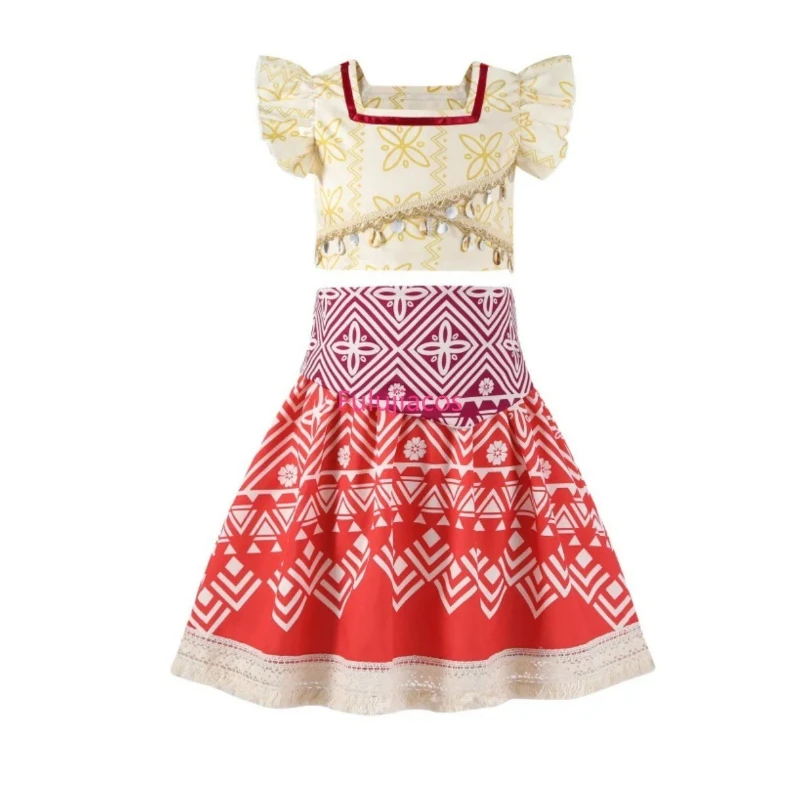 

Fulujiacos Moana Dress Cosplay Costume Girls Skirt Top
