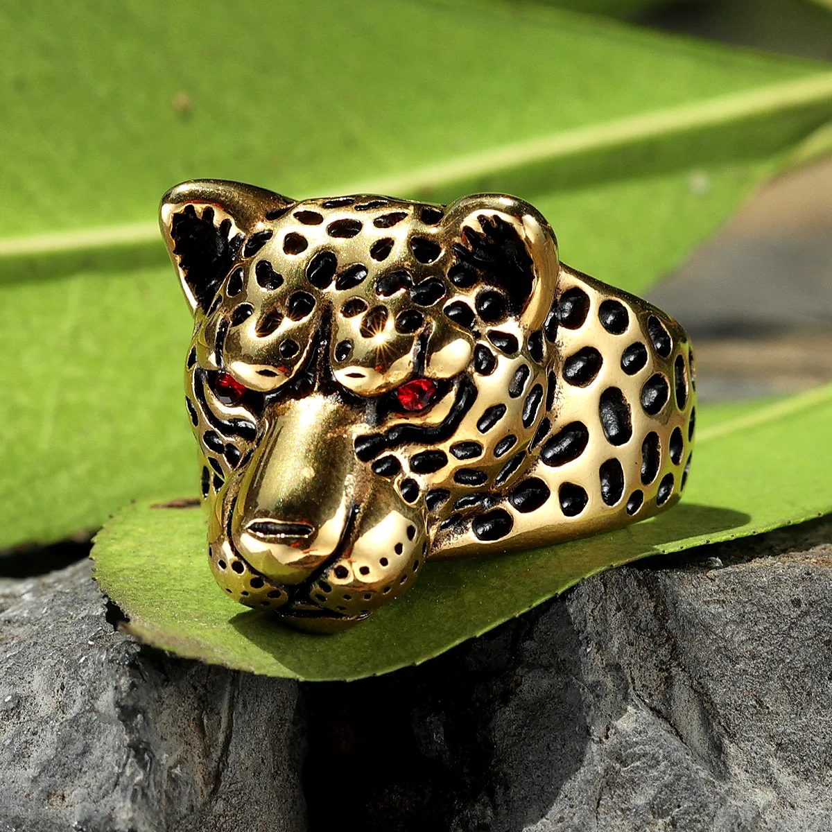 Stainless Steel Men Rings Jaguar Leopard Animal Punk Vintage for Women Biker Fashion Jewelry Halloween Creativity Gift Wholesale