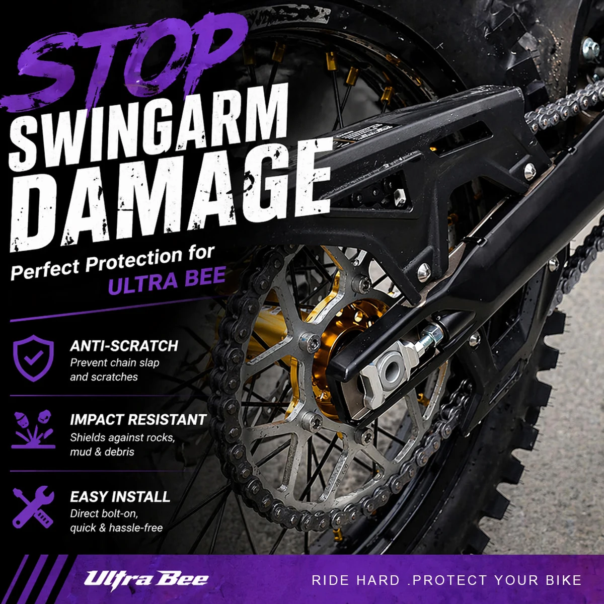

Swingarm Protector for Ultra Bee Zip Tie Installation Anti-Scratch Super Ebike Ultra bee Electric Dirt Bike Off-Road Protection
