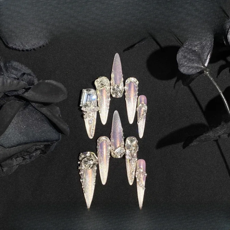 

Handmade Nail Art New Year's Autumn White Aurora Cat's Eye Premium Powder