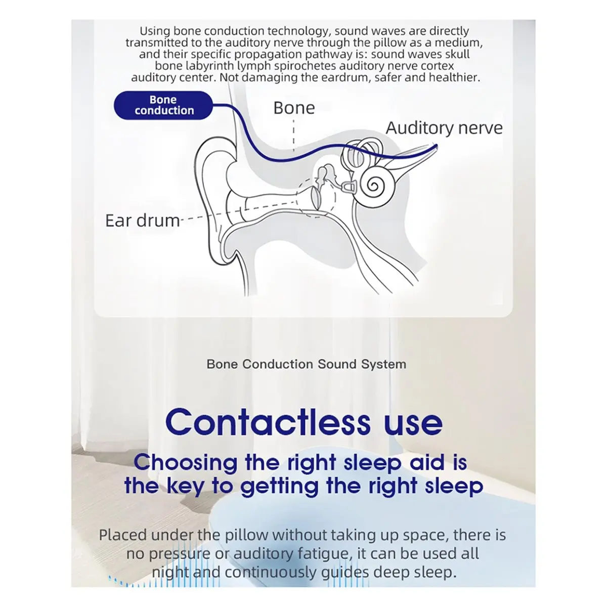 Baby Suboccipital Bone Conduction Bluetooth Speaker, White Noise Sleep Aid, Stress Relief Sleep Device, Timed Shut Off A