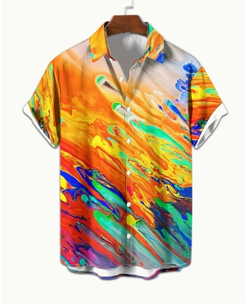 

Summer Men's Short Sleeve Hawaiian Shirts Full Print Funny Animal Giraffe Pattern Vacation Shirts For Men Aloha Shirt