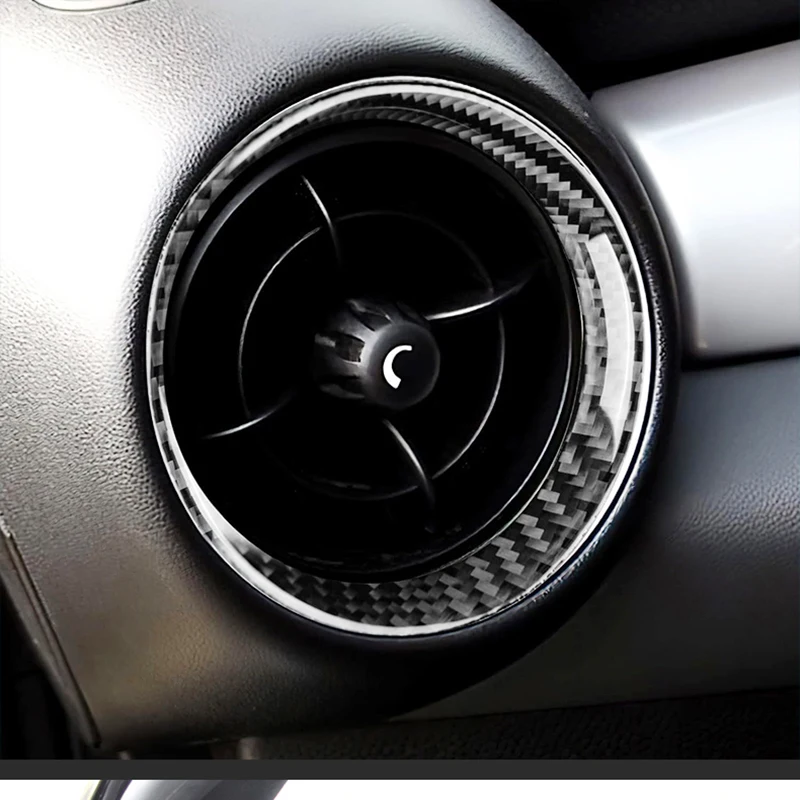 إطار فتحة تهوية من ألياف الكربون الصلبة الحقيقية لميني كوبر R54 R56 R57 R58 R59 R60 ملحقات داخلية غطاء مخرج تيار متردد جانبي