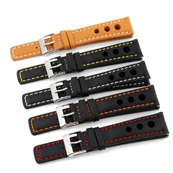 Genuine Leather Watch Band 19mm 20mm 21mm 22mm Sports Watchband Racing Quick Release Wristband for Men Replacement Watch Strap
