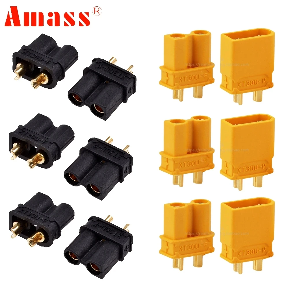 2/5/10 Pair Amass XT30U Male Female Bullet Connector Plug Upgrade XT30 Small-Volume Connector For RC FPV Lipo Battery