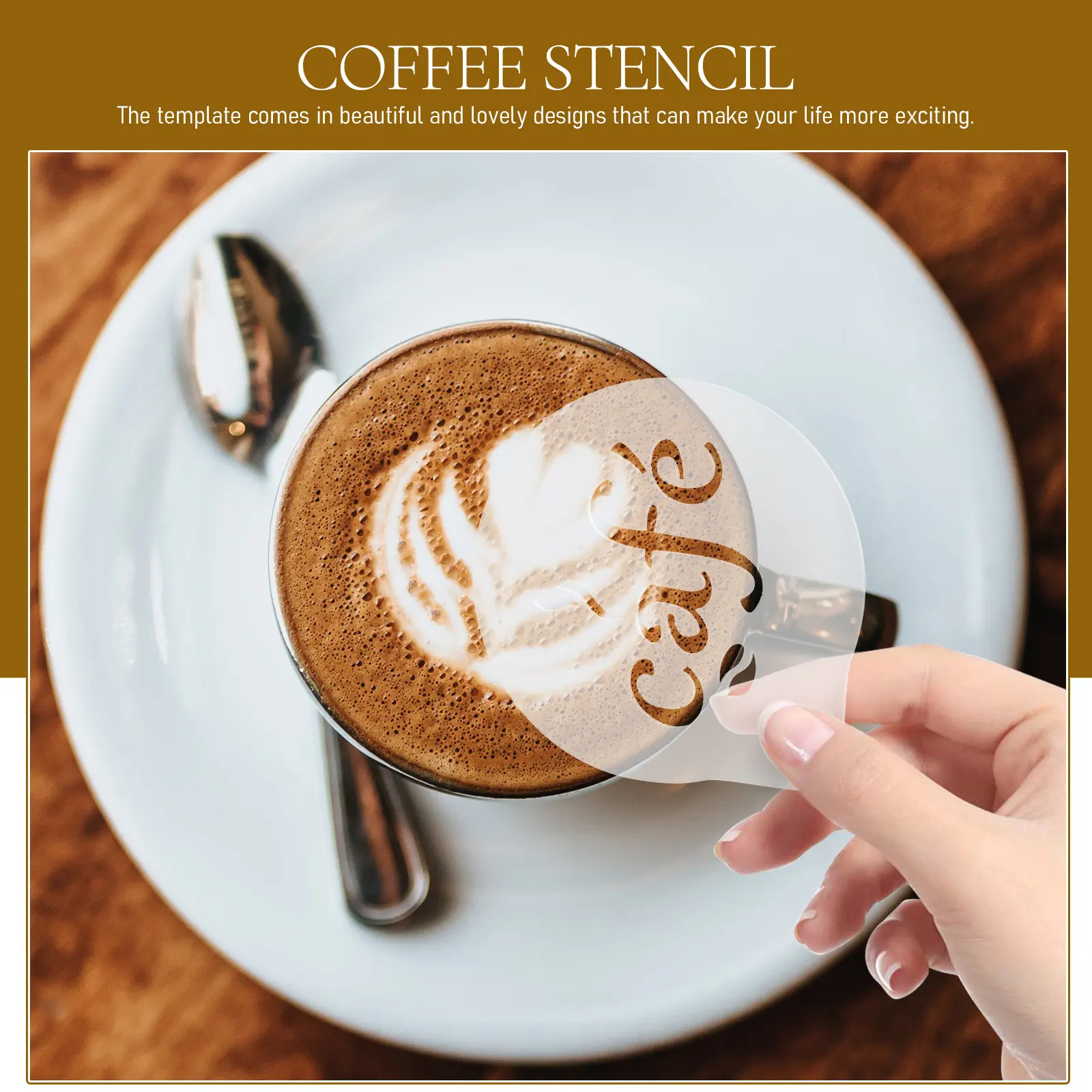 Professional Coffee Stencil Acrylic Letter Template Mold for Latte Cappuccino Hot Chocolate Reusable Washable Coffee Decorating