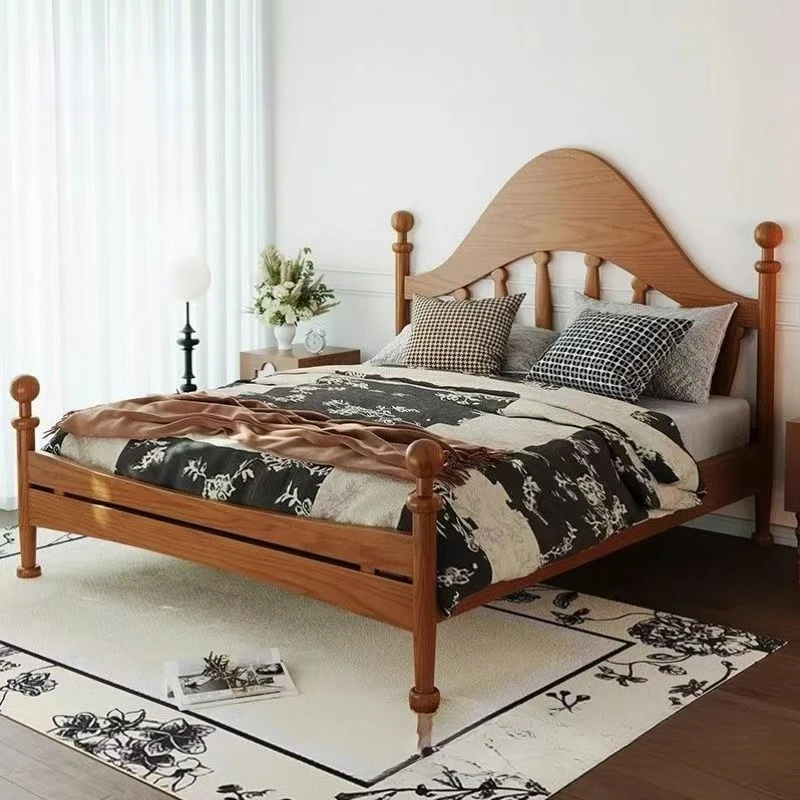 French antique, retro floor, modern home, ash wood American double bed