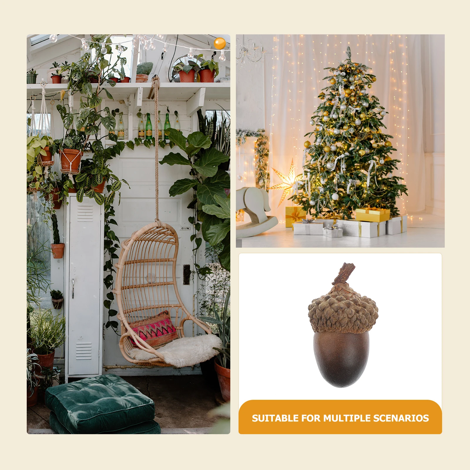 

60pcs Artificial Acorns Decorative Lifelike Small Acorn Set for Home Kitchen Christmas Decor Imitation Natural Nuts Ornaments