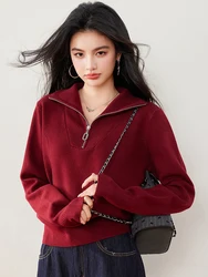 여성용 캐주얼 루즈 지퍼 라펠 스웨터, 하프 오픈 터틀넥 긴팔 스웨터, 가을 겨울 풀오버
