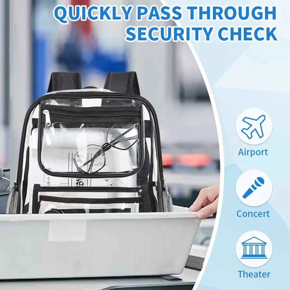 Fashion Large Capacity Transparent Backpack Zipper Waterproof PVC Backpack Knapsack Visible Students School Bag Travel