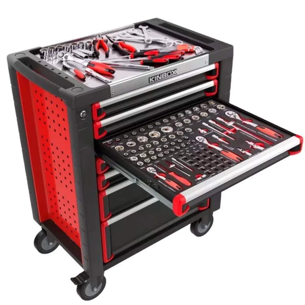 Kinbox Workbench Tool Chest/Cart/Trolley Garage Tool Cabinet Set Tool Box with Hand Tools Workshop Garage Storage