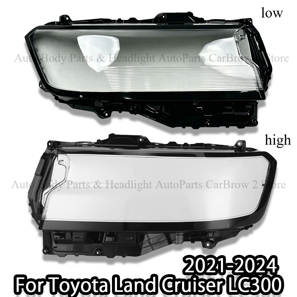 Car Headlight Lens Cover For Toyota Land Cruiser LC300 2021-2024 Transparent Head Lamp Housing Shell Front Headlight Glass Cover