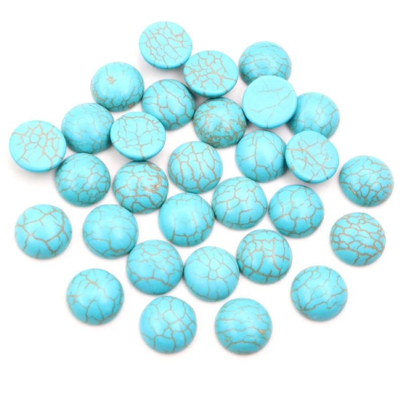 New Fashion 40pcs 8/10/12mm naturelle Turquoise Material Flat Back Cabochons Cameo  