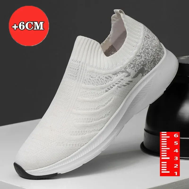 Zapatillas de deporte gruesas para hombre, plantilla de aumento de altura de 6CM, talla grande, tabla transpirable de marca de lujo de alta calidad, 37-44