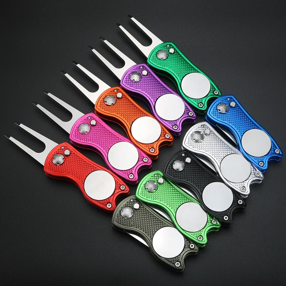 Aluminum Alloy Ball Forks, Golf Course Accessories, Stainless Steel Green Forks, Folding Springs, Lawn Tools