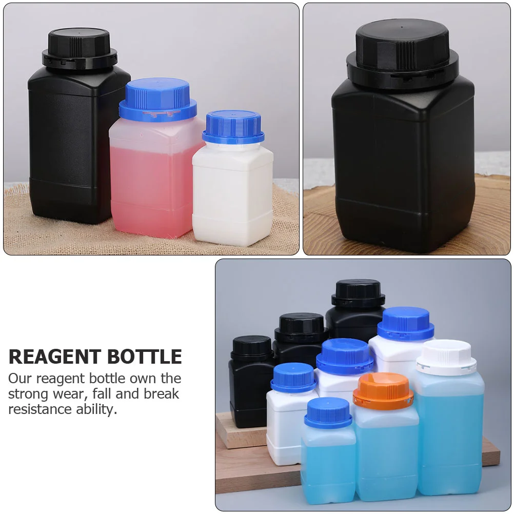 2 Pcs Big Mouth Square Bottle Sample Leakproof Reagent Plastic Labs Wide Chemical or 1000ml Sealing