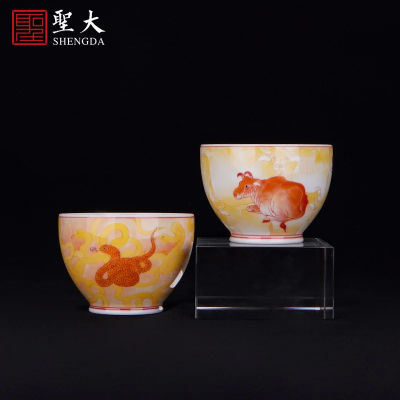 

|color zodiac masters cup jingdezhen kiln glaze under manual hand-painted high-end tea sample tea cup kung fu tea cups