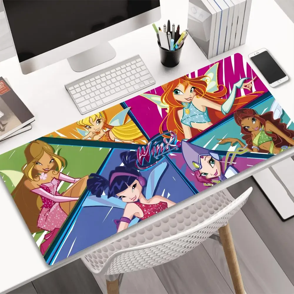 Ragazza W-Winx Clubs Mousepad tappetino per Mouse da gioco di grandi dimensioni tappetino da tavolo con tastiera per Computer addensata