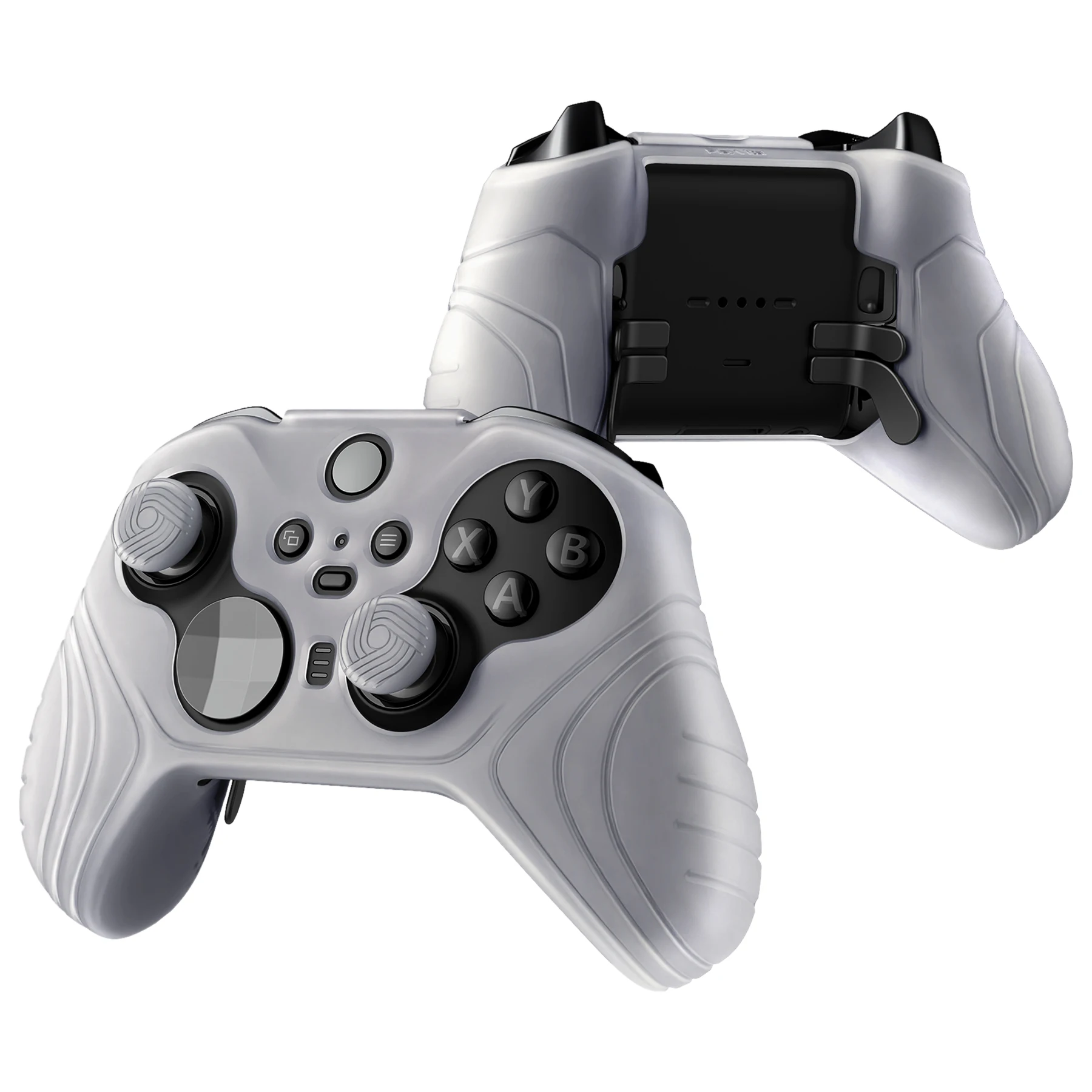 PlayVital Samurai Edition funda de silicona antideslizante blanca transparente para Xbox Elite Series 2, controlador inalámbrico y Elite Series 2 Core