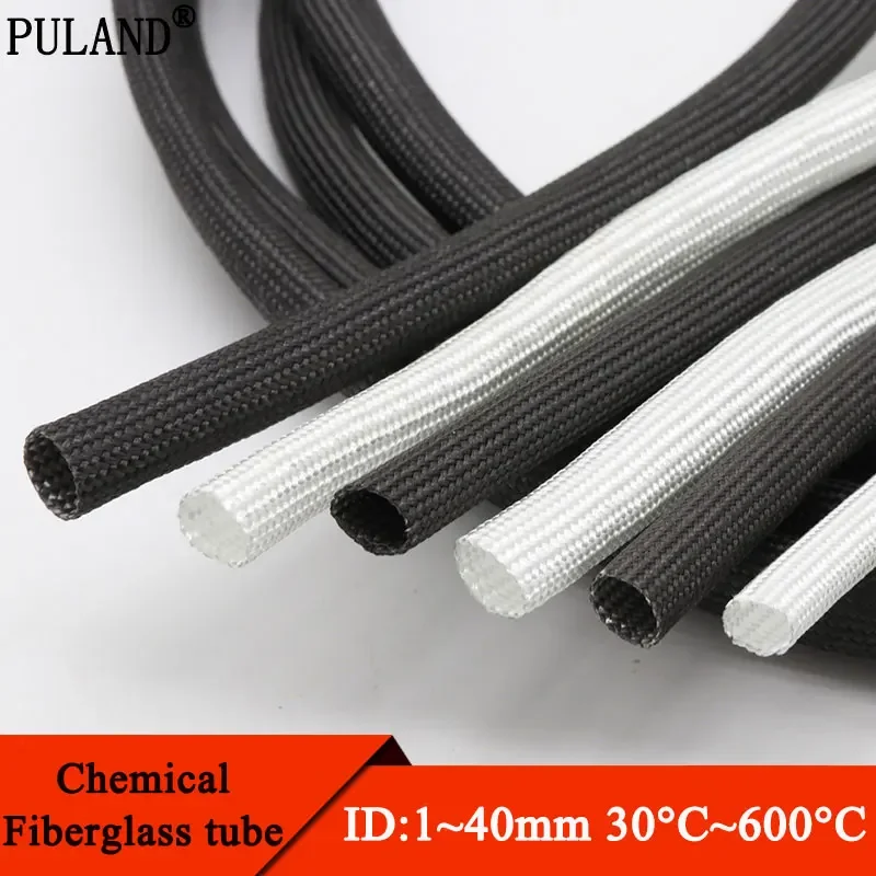 Fiberglass Tube 1mm ~ 40mm 600 Deg.C High Temperature Chemical Glass Fiber Braided Sleeve Soft Wire Tubing Protector White