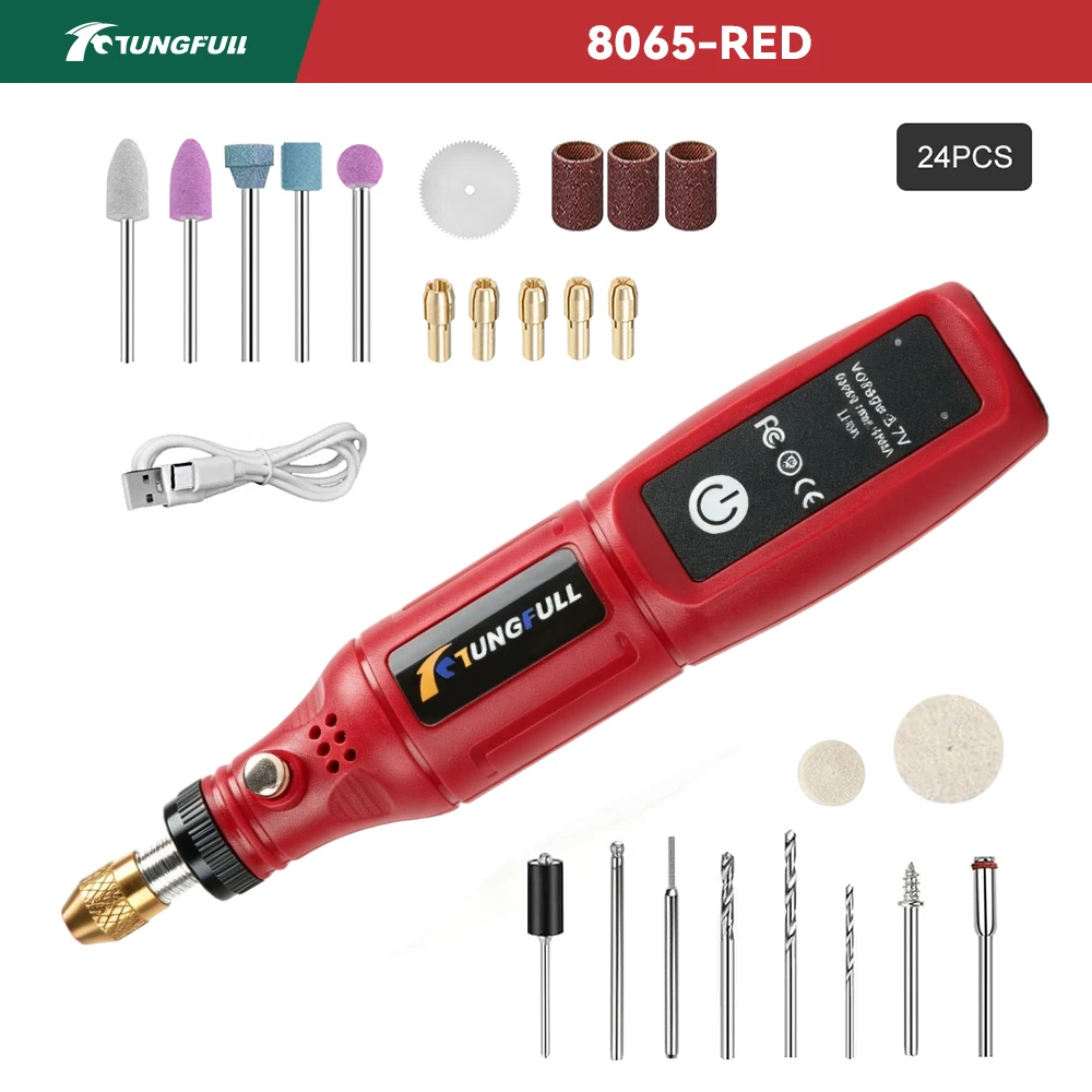 Outil rotatif sans fil TUNGFULL 3.7V, mini perceuse USB, outil rotatif pour la gravure sur jade, le ponçage, le polissage, la sculpture, la découpe, le bricolage