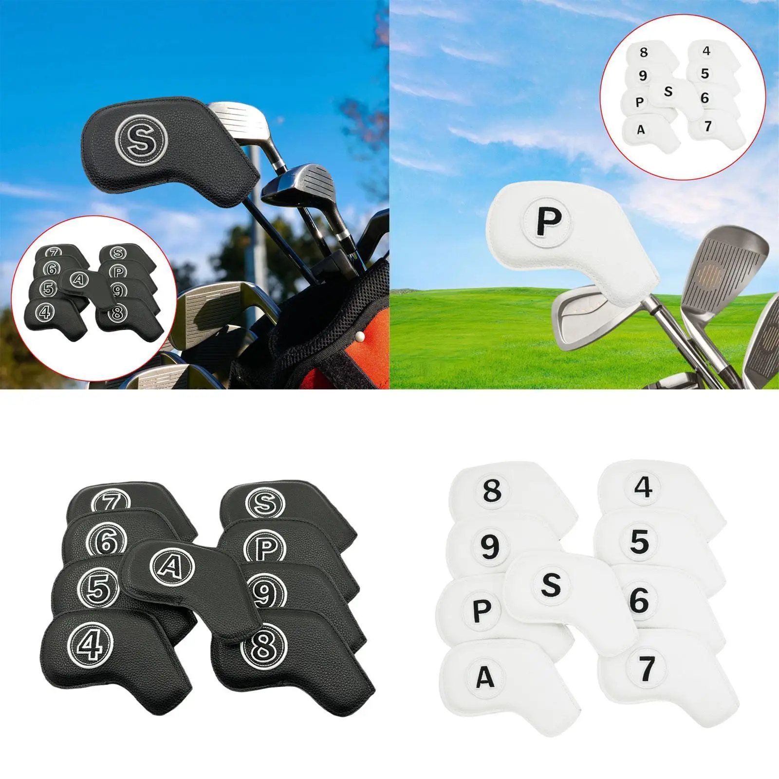 

9x Golf Iron Head Covers 4-9 PSA Fashion Premium PU Leather Golf Accessories