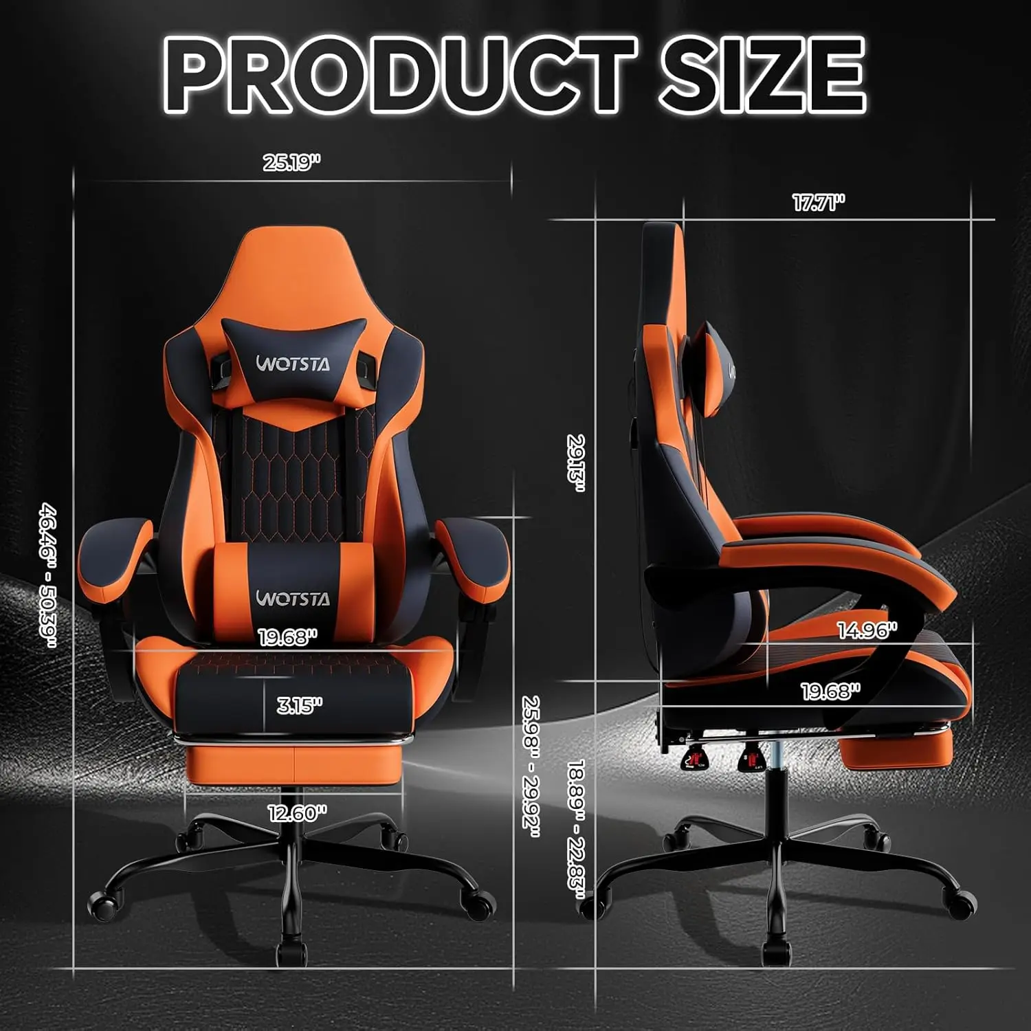 Gaming Chair with Footrest, High Back Gaming Chairs PVC Leather Ergonomic Gamer Chair with Adjustable Headrest, Customized - view 3