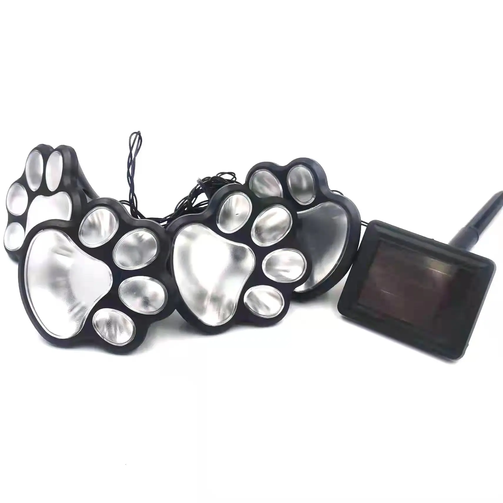 Solar Landscape Lights for Yard Patio Path Waterproof Garden Lawn Lamp 4 LED Outdoor Stone Imitation Animal Paw Print No Battery