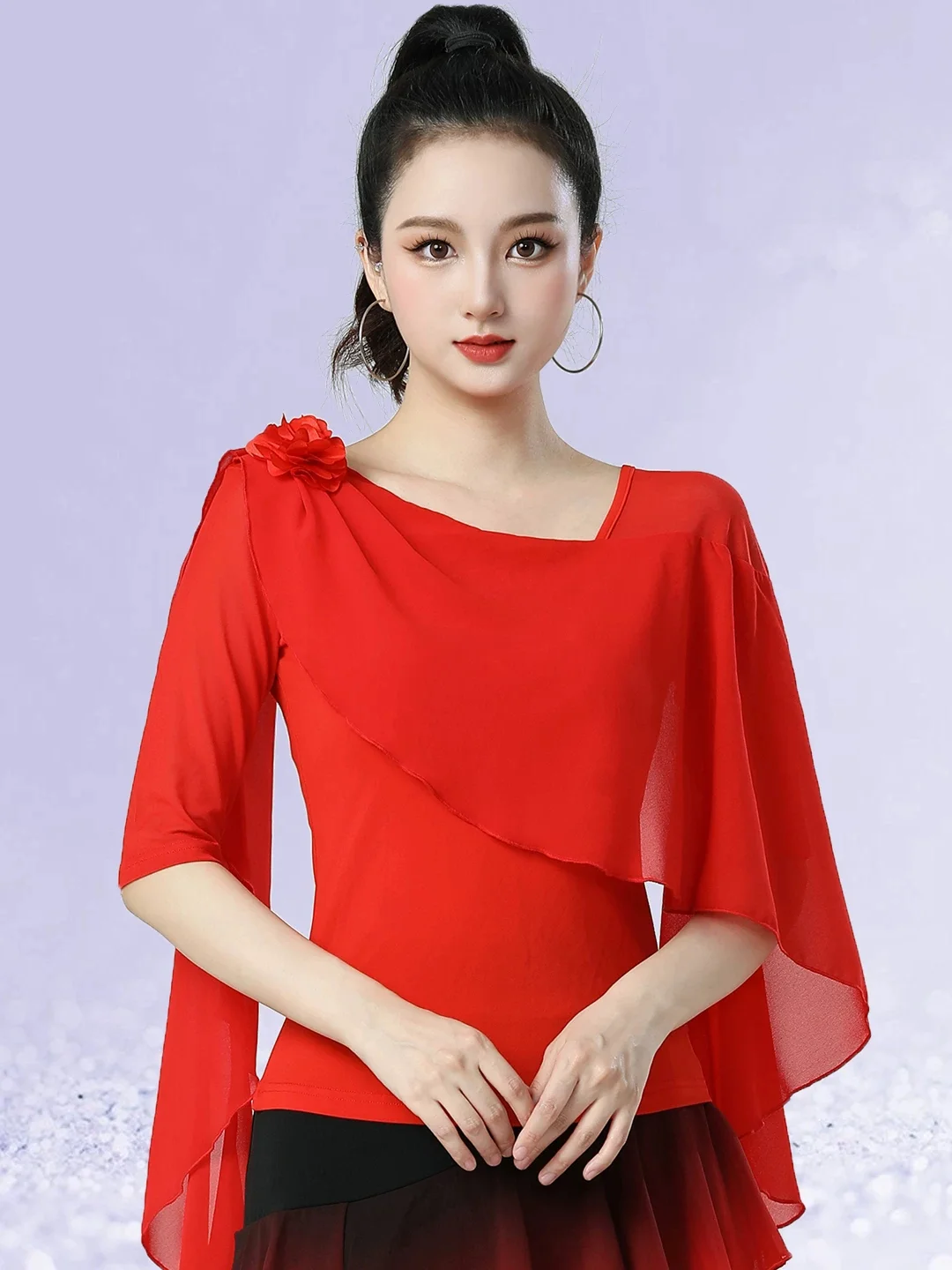 new-square-dance-women's-professional-national-dance-costume-practice-clothes-super-fairy-flower-sash-trendy-dancing-clothes