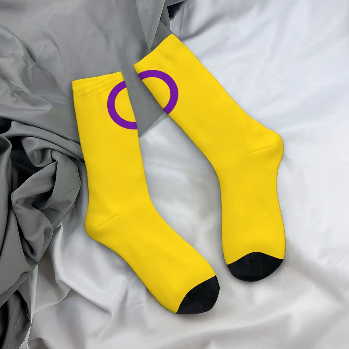 Men Intersex Pride Flag Socks Cotton Casual Socks High Quality Stuff Middle TubeCrew Socks Wonderful Gifts