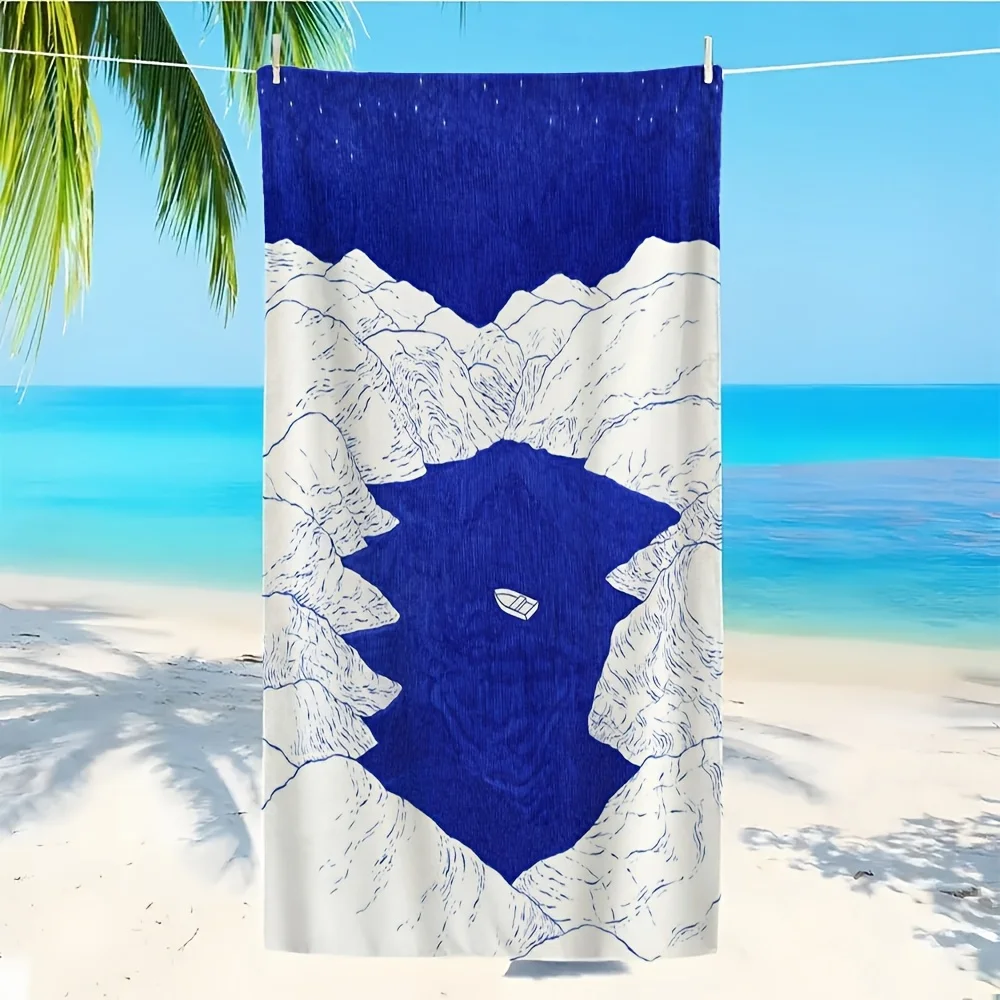 

Большое быстросохнущее пляжное полотенце из микрофибры, впитывающее, легкое, для йоги, бассейна, путешествий, с принтом карты гор, для активного отдыха, подарок