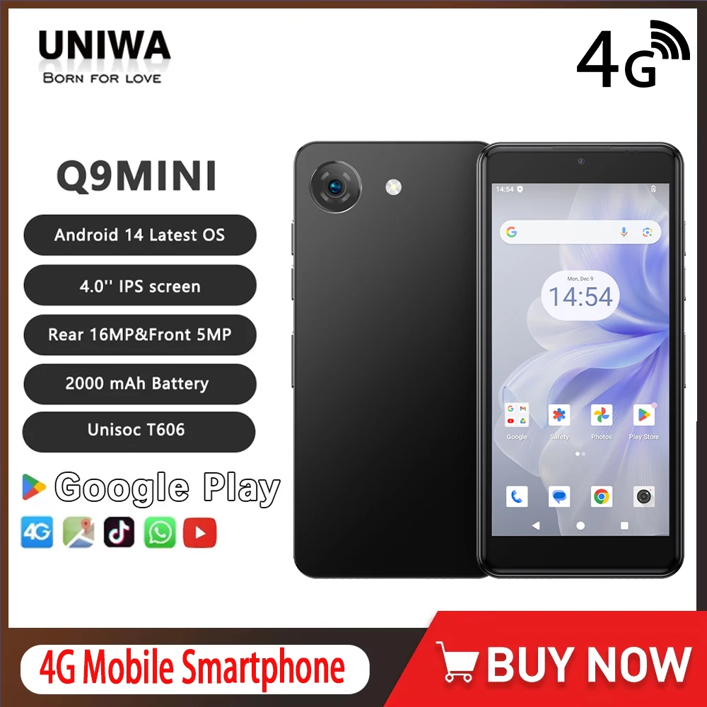�y�Z�[�����zUNIWA 4G Phonemax Q9�~�j�t�H�� 4.0�C���`IPS�^�b�`�X�N���[�����^�g�ѓd�b Android 14���^�X�}�[�g���o�C�� ��F�� 2000mAh�o�b�e���[