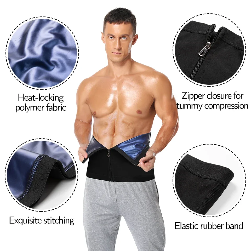 Men Body Shaper Waist Trainer Sauna Belt Workout Slimming Shapewear for Weight Loss Fat Burning Sweat Bands Sport Girdle Fajas