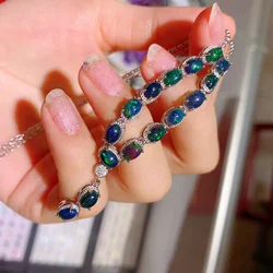 YULEM Natural Opal Pendant Women Anniversary Gift Genuine White Opal Gemstone Necklace High Jewelry Genuine Sterling Silver