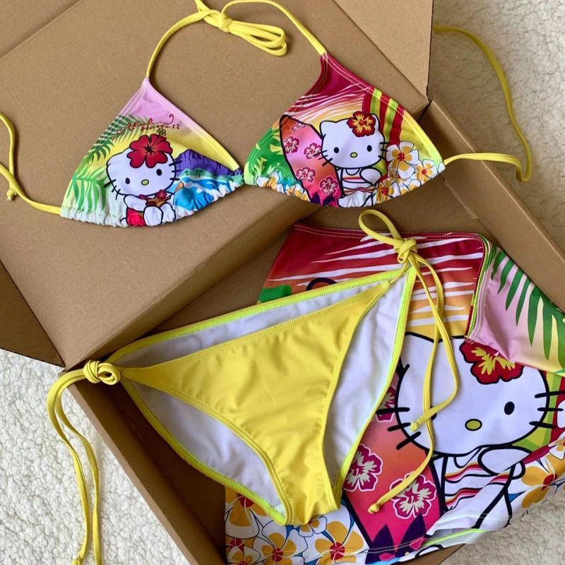 Y2K Girls Kawaii Hello Kittys  - Thong Bikini Women 评论和价格