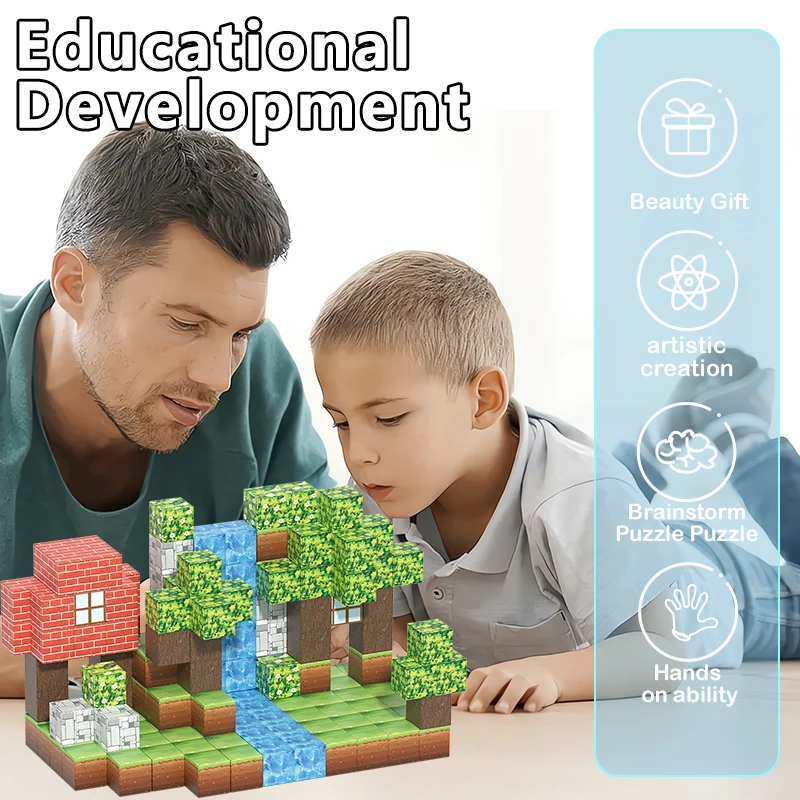 48/85/104/154PCS magnetic building block toys, DIY magnetic block toys, let children learn to build space, easy to assemble