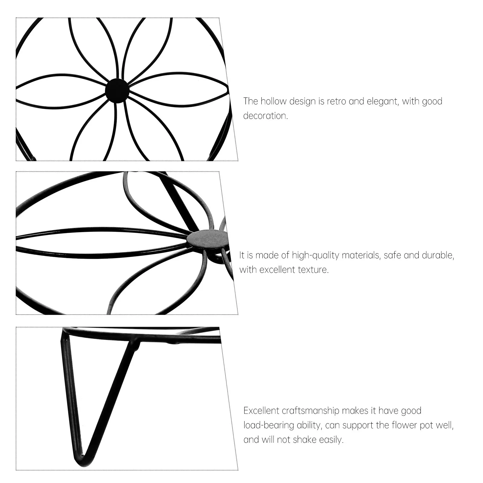 Iron Flower Stand Hollow Design Premium Texture Strong Stable Plant Shelf for Living Room Balcony Garden Indoor Floor Use