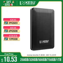 KESU 외장 HDD, USB 3.0, 2.5 인치 하드 드라이브, 250GB, 320GB, 500GB, 1TB 외장 하드 디스크 스토리지, 데스크탑, 노트북, 맥북과 호환 가능